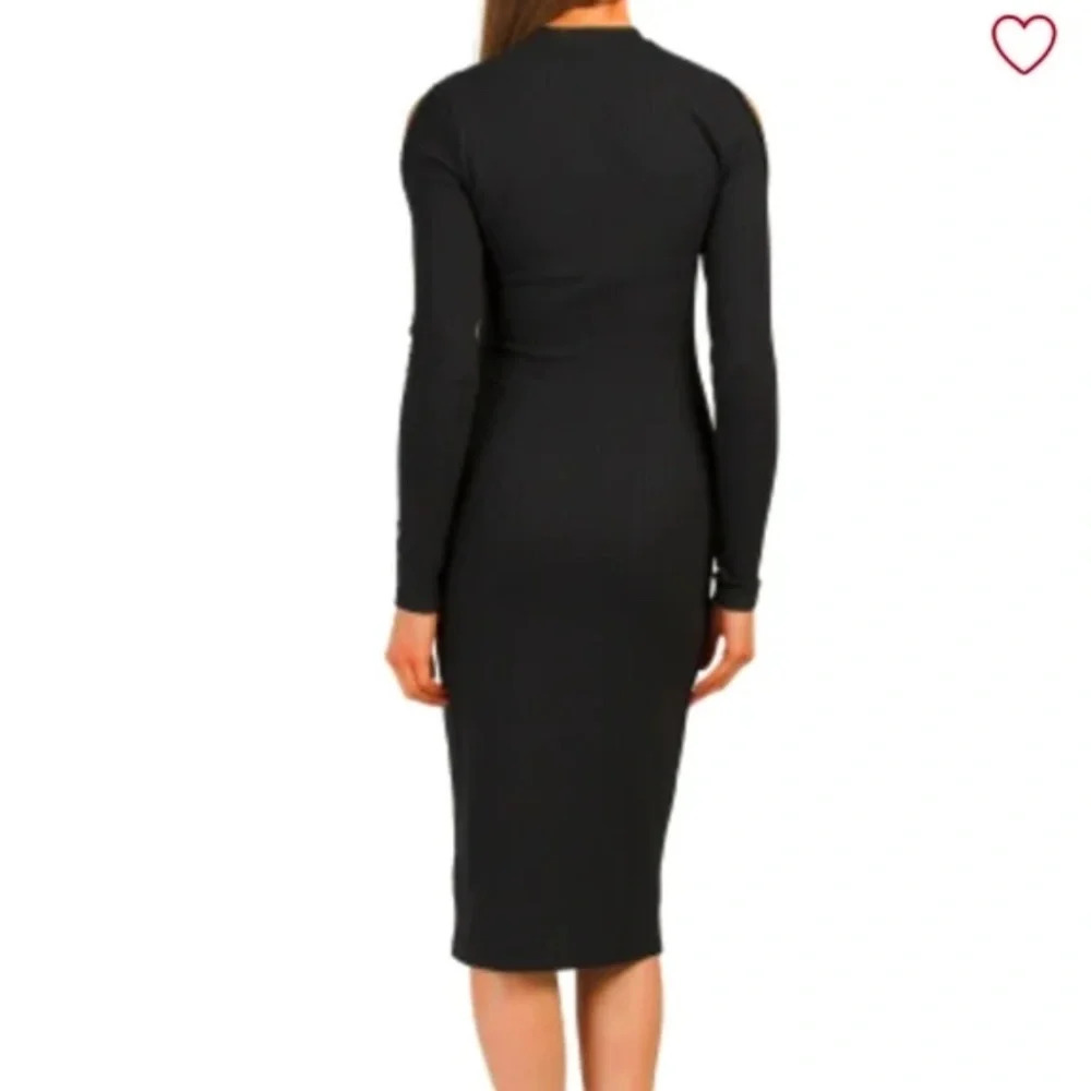Avec les filles lace-up cold shoulder midi dress black, Size S - Picture 3 of 4